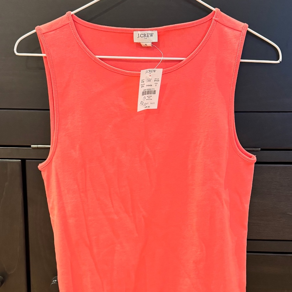 J Crew Tank Top, NWT, Coral, S